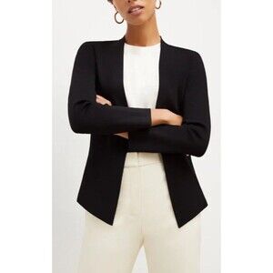 MM LaFleur  Jardigan Black  Womens Medium Knit Open Jacket Office Travel Stretch